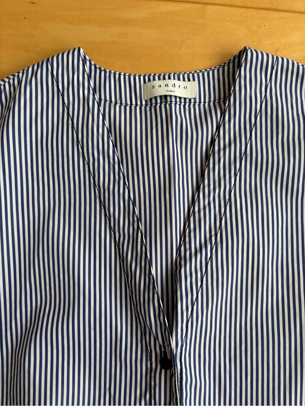Sandro Jordan Pinstriped Cotton Poplin Button Down Shirt - Picture 8 of 16